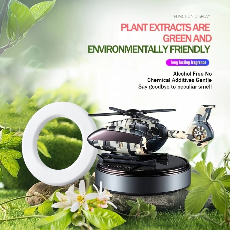 Car Solar Air Freshener Automatic Rotation Dashboard Helicopter - Emirex