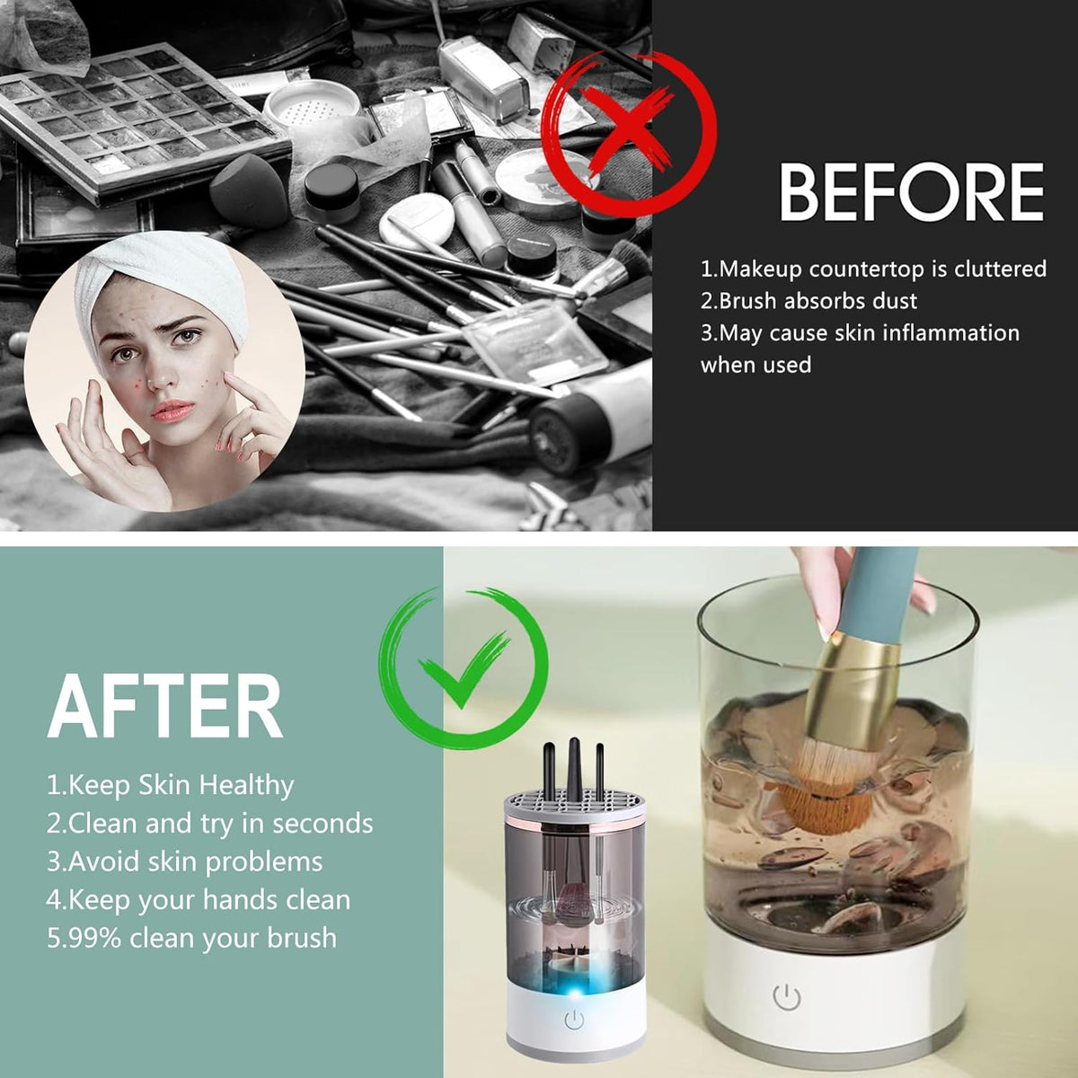 Electric Makeup Brush Cleaner – Clean & Dry in Seconds! - Emirex