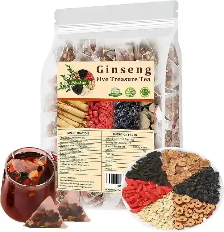 Ginseng Five Treasure Tea | شاي الجينسنغ الكنوز الخمسة - Herbal Wellness Tea - Emirex