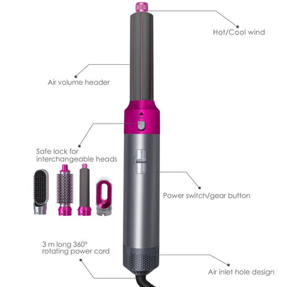 Hot Air Brush: Dry, Style, and Volumize with Ionic Technology (5-in-1) - Emirex