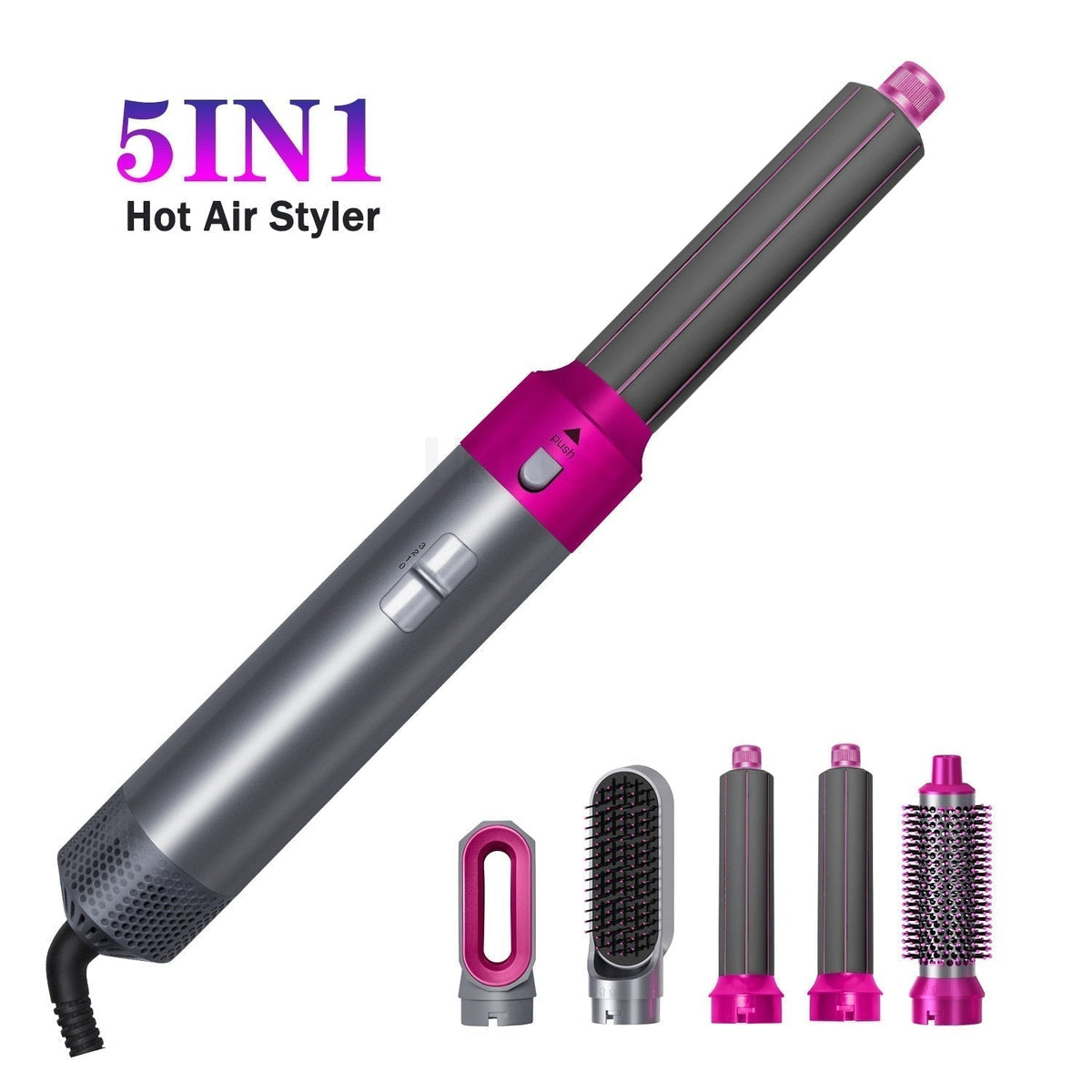 Hot Air Brush: Dry, Style, and Volumize with Ionic Technology (5-in-1) - Emirex