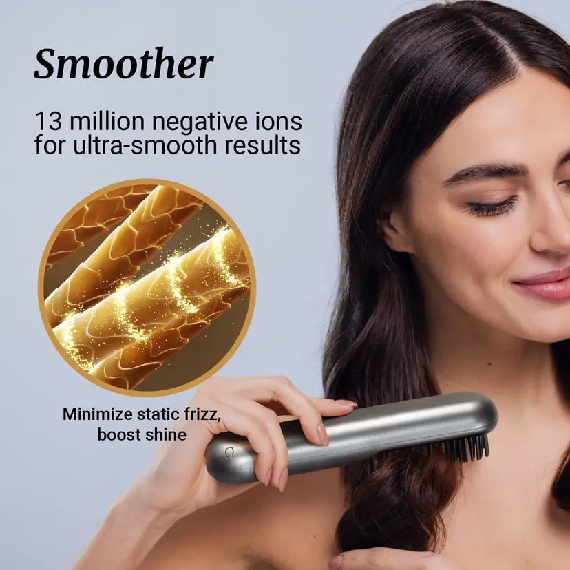 Ionic Hair Straightening Brush – Cordless USB Rechargeable | Emirex - Emirex