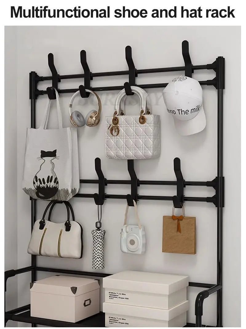 Multi-Layer Shoe Rack aur Coat Rack Storage DIY Clothes Hanger - Emirex