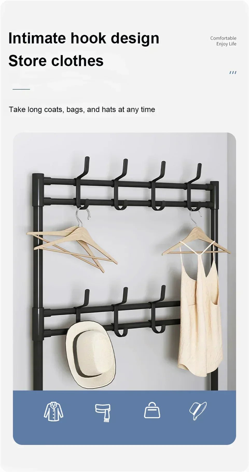 Multi-Layer Shoe Rack aur Coat Rack Storage DIY Clothes Hanger - Emirex