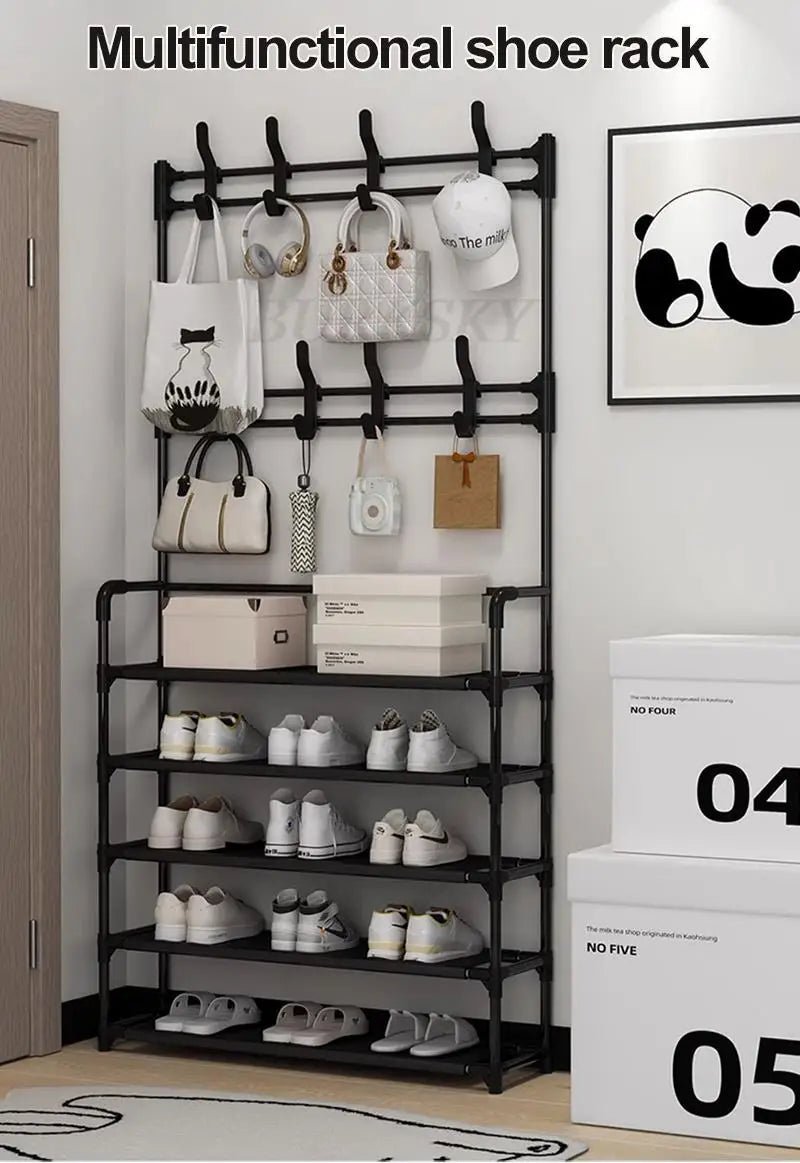 Multi-Layer Shoe Rack aur Coat Rack Storage DIY Clothes Hanger - Emirex