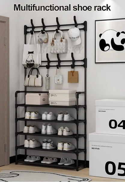 Multi-Layer Shoe Rack aur Coat Rack Storage DIY Clothes Hanger - Emirex