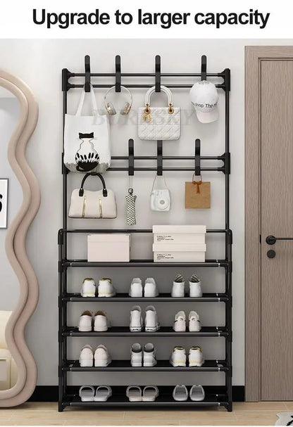 Multi-Layer Shoe Rack aur Coat Rack Storage DIY Clothes Hanger - Emirex