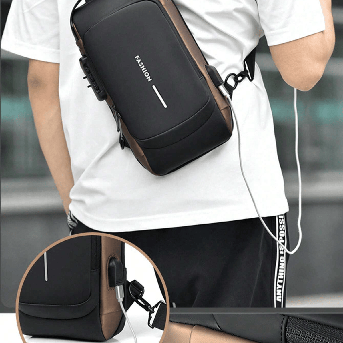 Multifunctional Anti-theft USB Charging Crossbody Shoulder Bag - Emirex