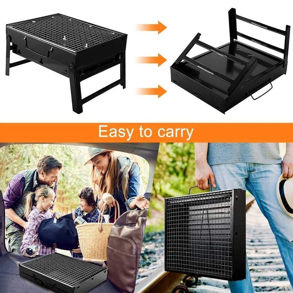 New Folding Portable Barbecue Charcoal Stainless Grill - Emirex